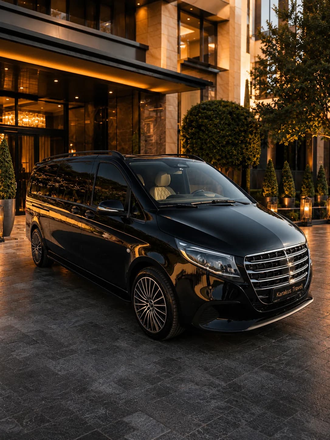 Karakus Travel Mercedes Vito VIP front exterior in daylight