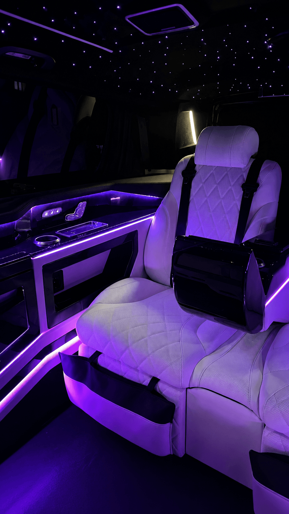 Ambient lighting inside Karakus Travel Mercedes Vito VIP cabin